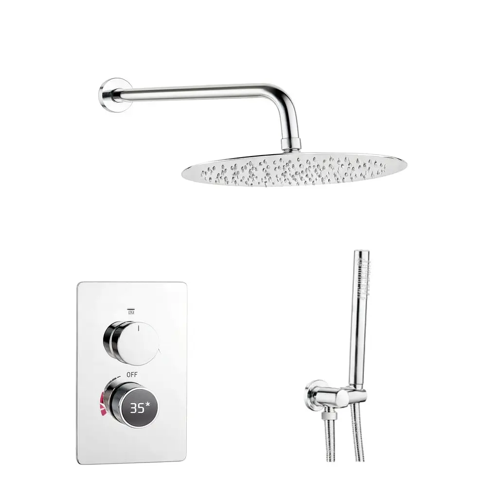 SaniSupreme Aqua-AeroLine Inbouw Doucheset Rond LCD Display 30 cm Chroom Sanisupreme