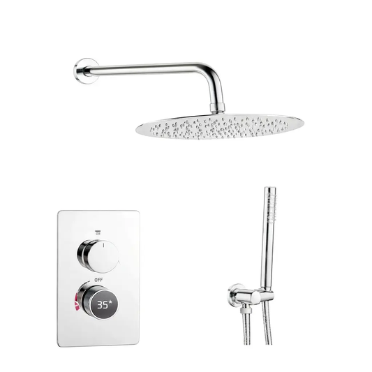 SaniSupreme Aqua-AeroLine Inbouw Doucheset Rond LCD Display 30 cm Chroom Sanisupreme