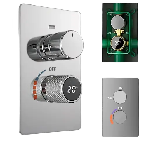 SaniSupreme Aeroline Thermostatisch 2 weg Mengkraan inbouwsysteem losse unit Chroom Glans Sanisupreme