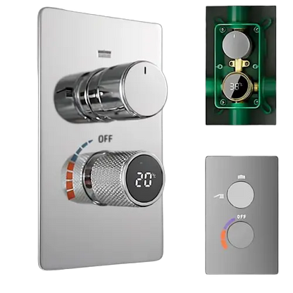 SaniSupreme Aeroline Thermostatisch 2 weg Mengkraan inbouwsysteem losse unit Chroom Glans Sanisupreme