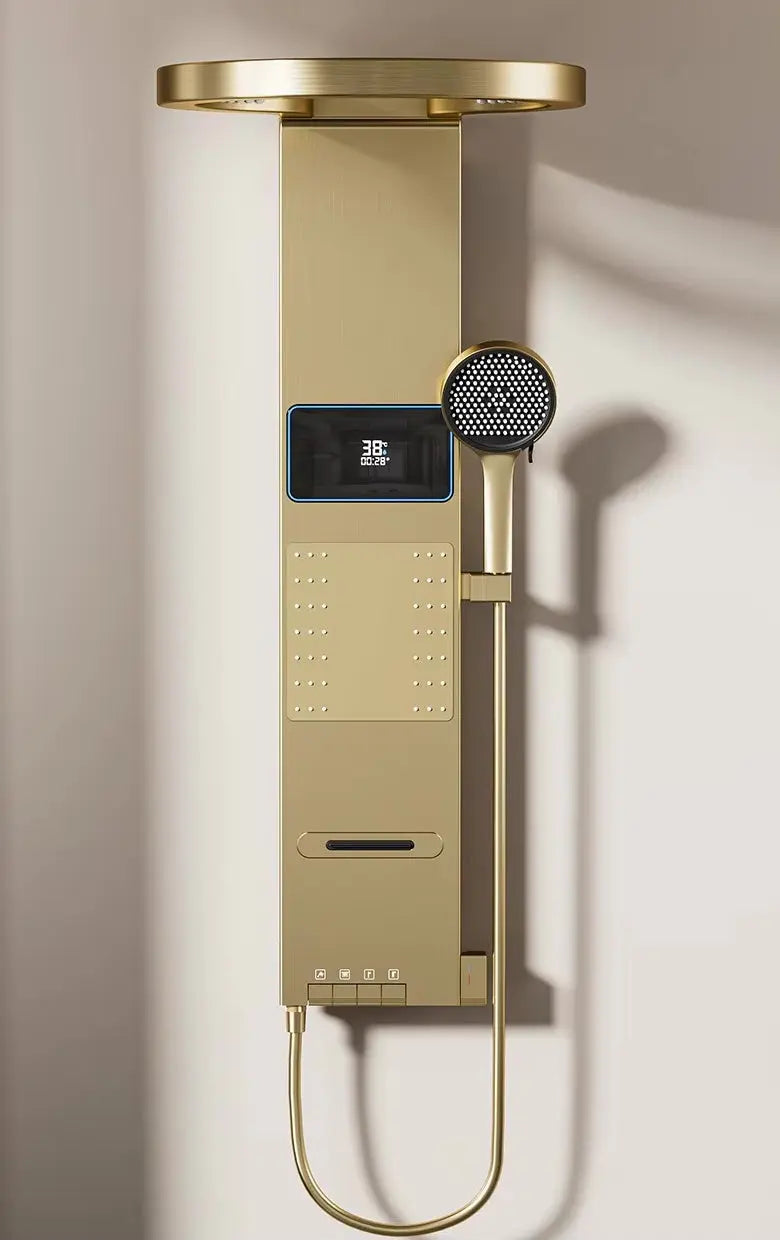 Douchepaneel Wellnessdouche SaniSupreme AquaFlow LCD Premium Geborsteld Goud Sanisupreme