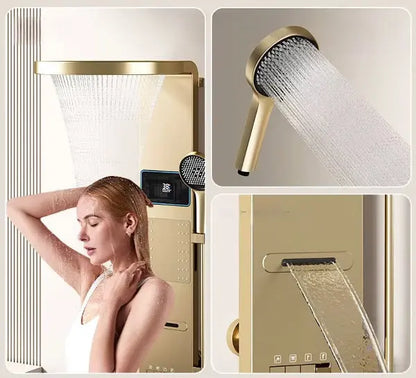 Douchepaneel Wellnessdouche SaniSupreme AquaFlow LCD Premium Geborsteld Goud Sanisupreme