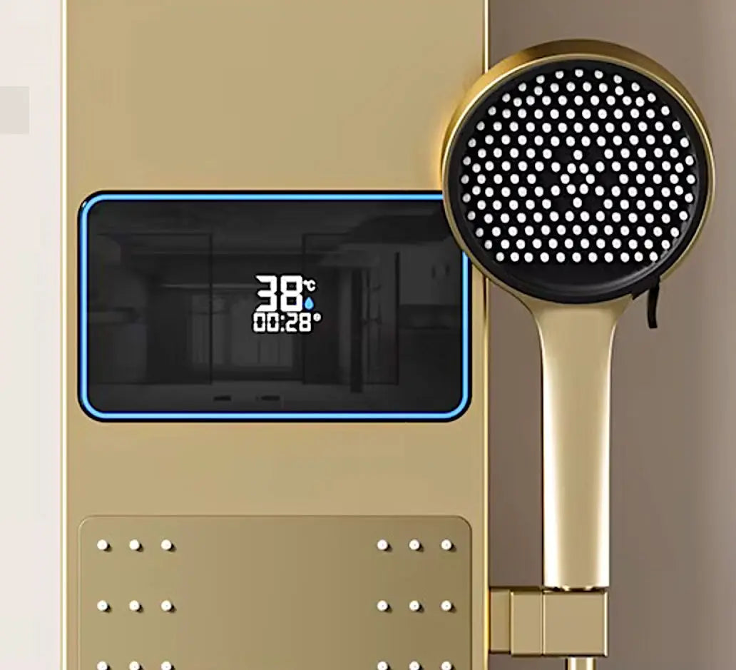 Douchepaneel Wellnessdouche SaniSupreme AquaFlow LCD Premium Geborsteld Goud Sanisupreme