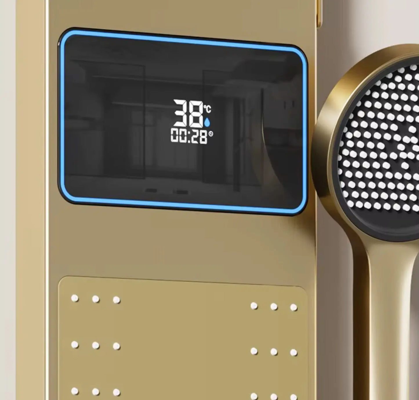 Douchepaneel Wellnessdouche SaniSupreme AquaFlow LCD Premium Geborsteld Goud Sanisupreme