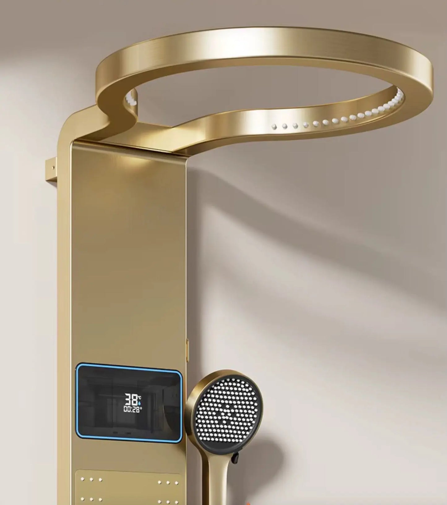 Douchepaneel Wellnessdouche SaniSupreme AquaFlow LCD Premium Geborsteld Goud Sanisupreme