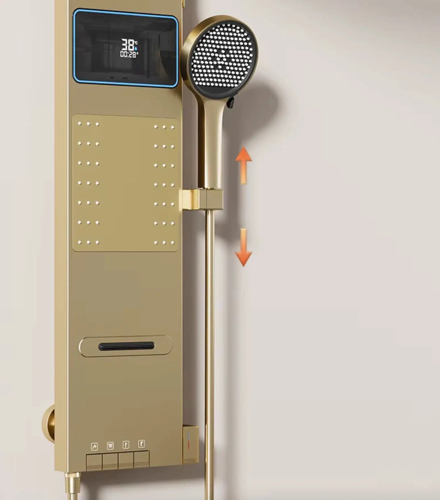 Douchepaneel Wellnessdouche SaniSupreme AquaFlow LCD Premium Geborsteld Goud Sanisupreme