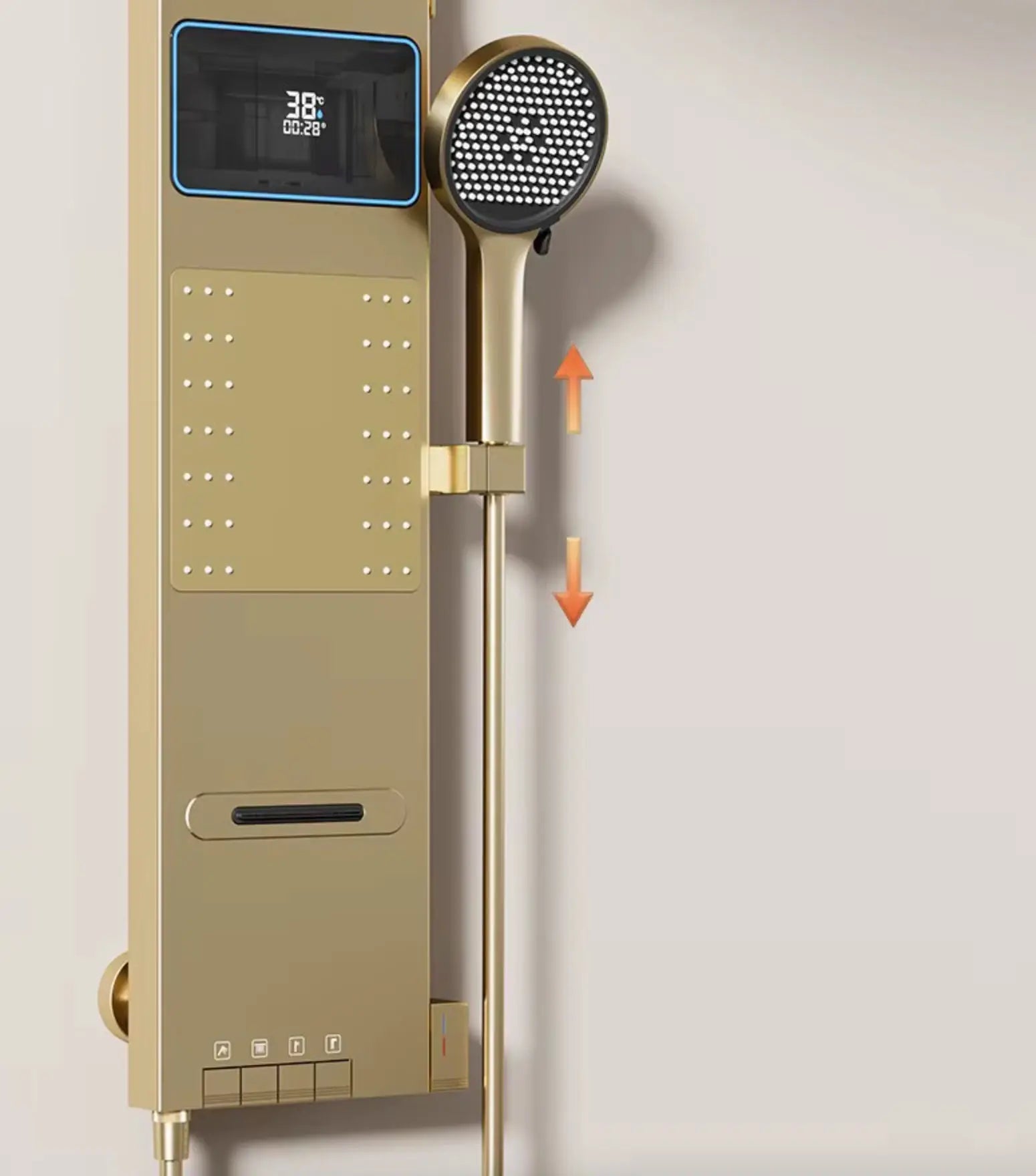 Douchepaneel Wellnessdouche SaniSupreme AquaFlow LCD Premium Geborsteld Goud Sanisupreme