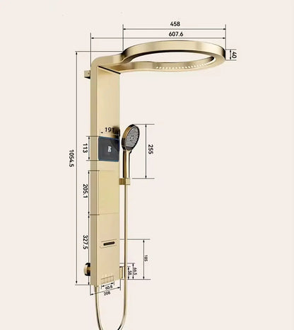 Douchepaneel Wellnessdouche SaniSupreme AquaFlow LCD Premium Geborsteld Goud Sanisupreme