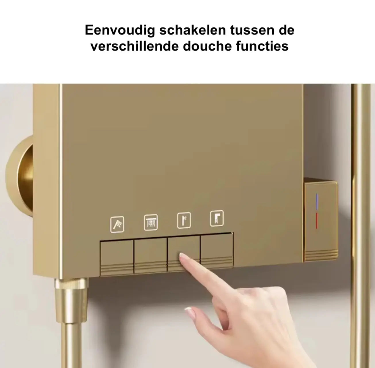 Douchepaneel Wellnessdouche SaniSupreme AquaFlow LCD Premium Geborsteld Goud Sanisupreme