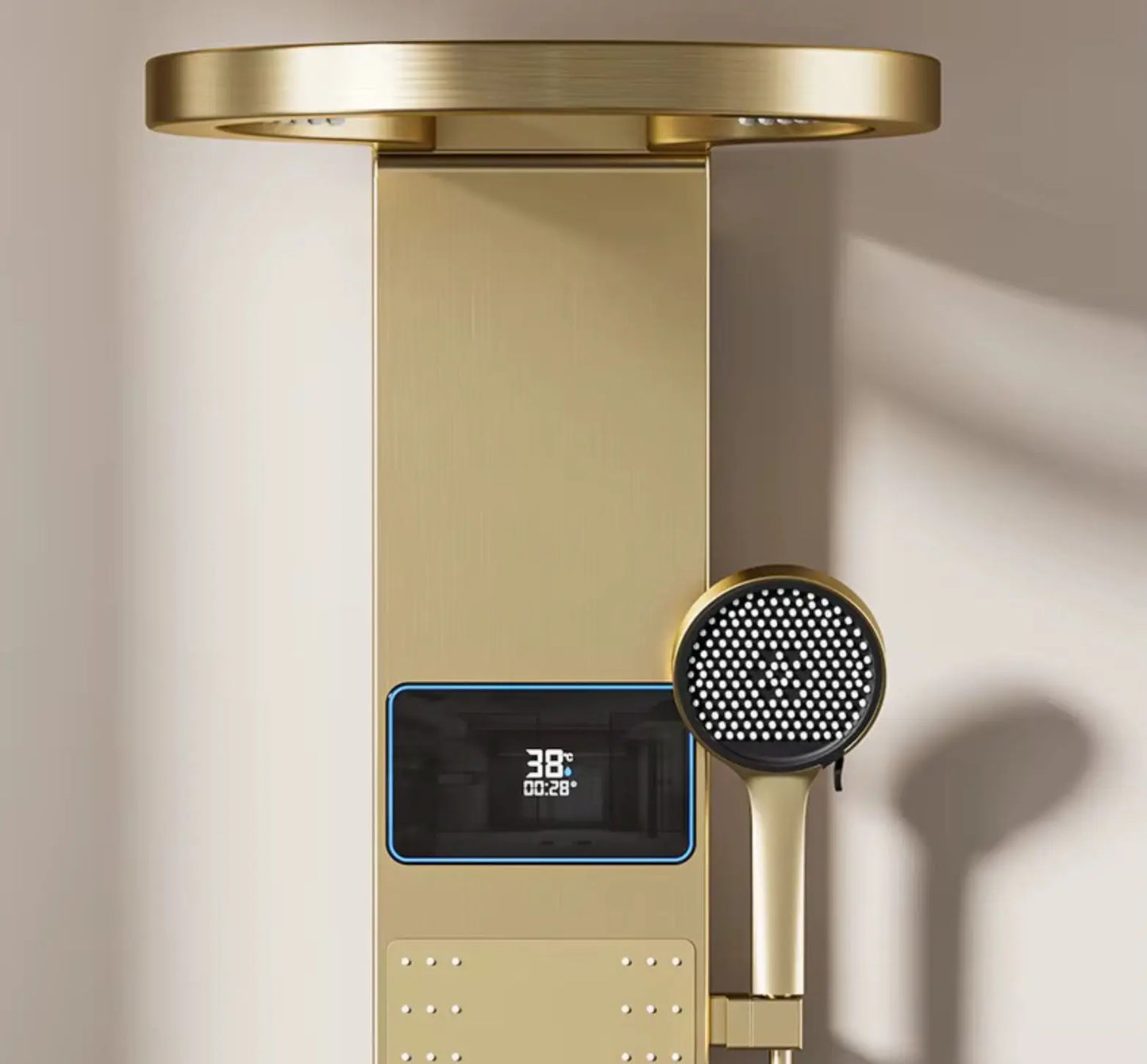 Douchepaneel Wellnessdouche SaniSupreme AquaFlow LCD Premium Geborsteld Goud Sanisupreme