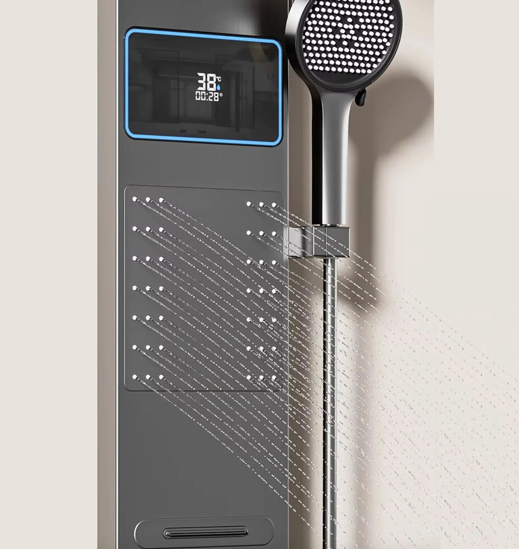 Douchepaneel Wellnessdouche SaniSupreme AquaFlow LCD Premium Gunmetal Grijs Sanisupreme