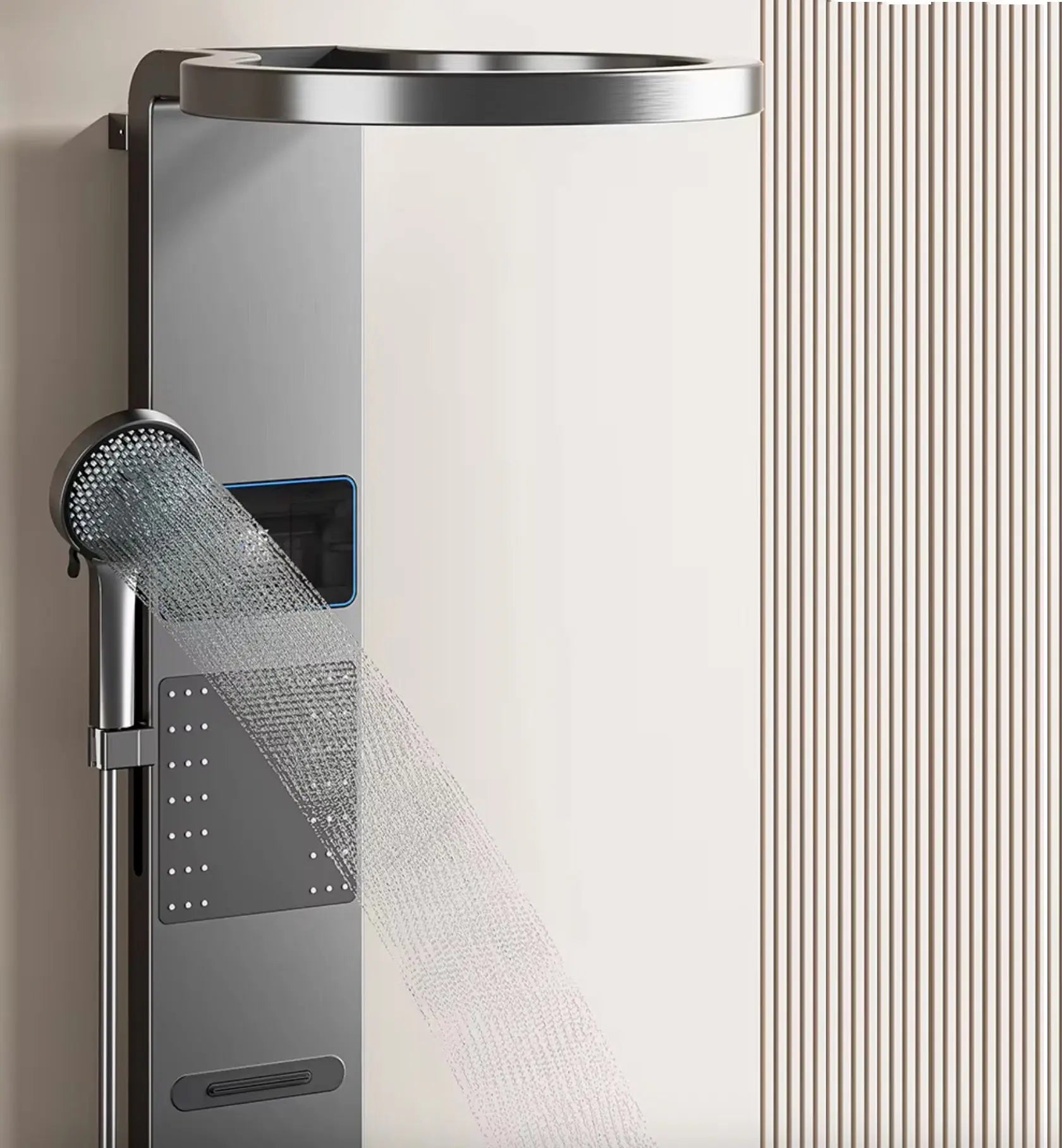 Douchepaneel Wellnessdouche SaniSupreme AquaFlow LCD Premium Gunmetal Grijs Sanisupreme