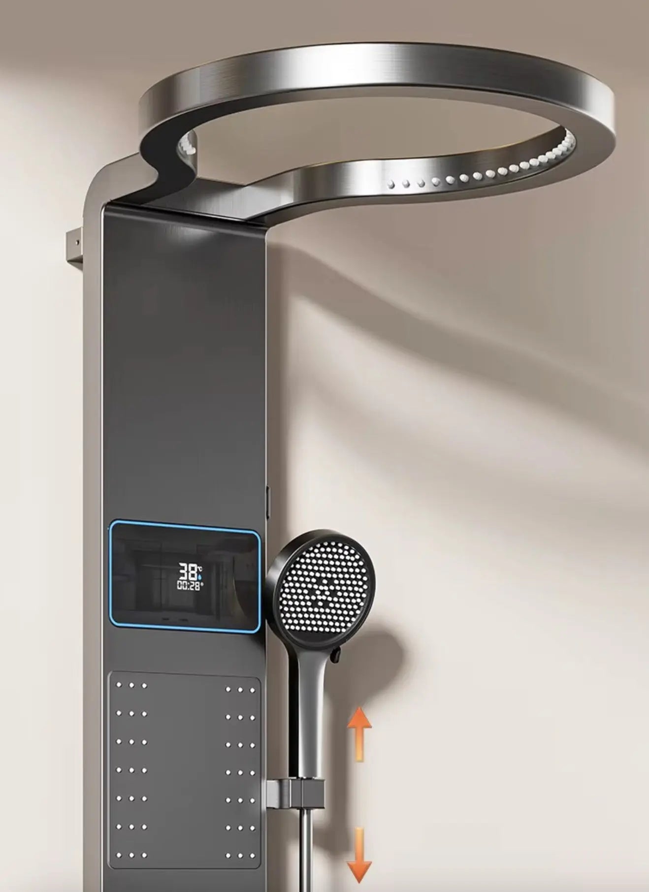 Douchepaneel Wellnessdouche SaniSupreme AquaFlow LCD Premium Gunmetal Grijs Sanisupreme