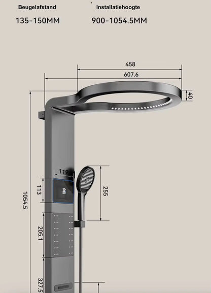 Douchepaneel Wellnessdouche SaniSupreme AquaFlow LCD Premium Gunmetal Grijs Sanisupreme