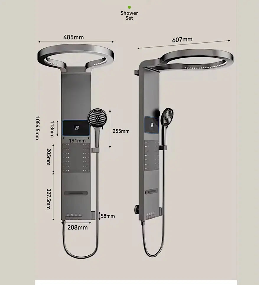 Douchepaneel Wellnessdouche SaniSupreme AquaFlow LCD Premium Gunmetal Grijs Sanisupreme