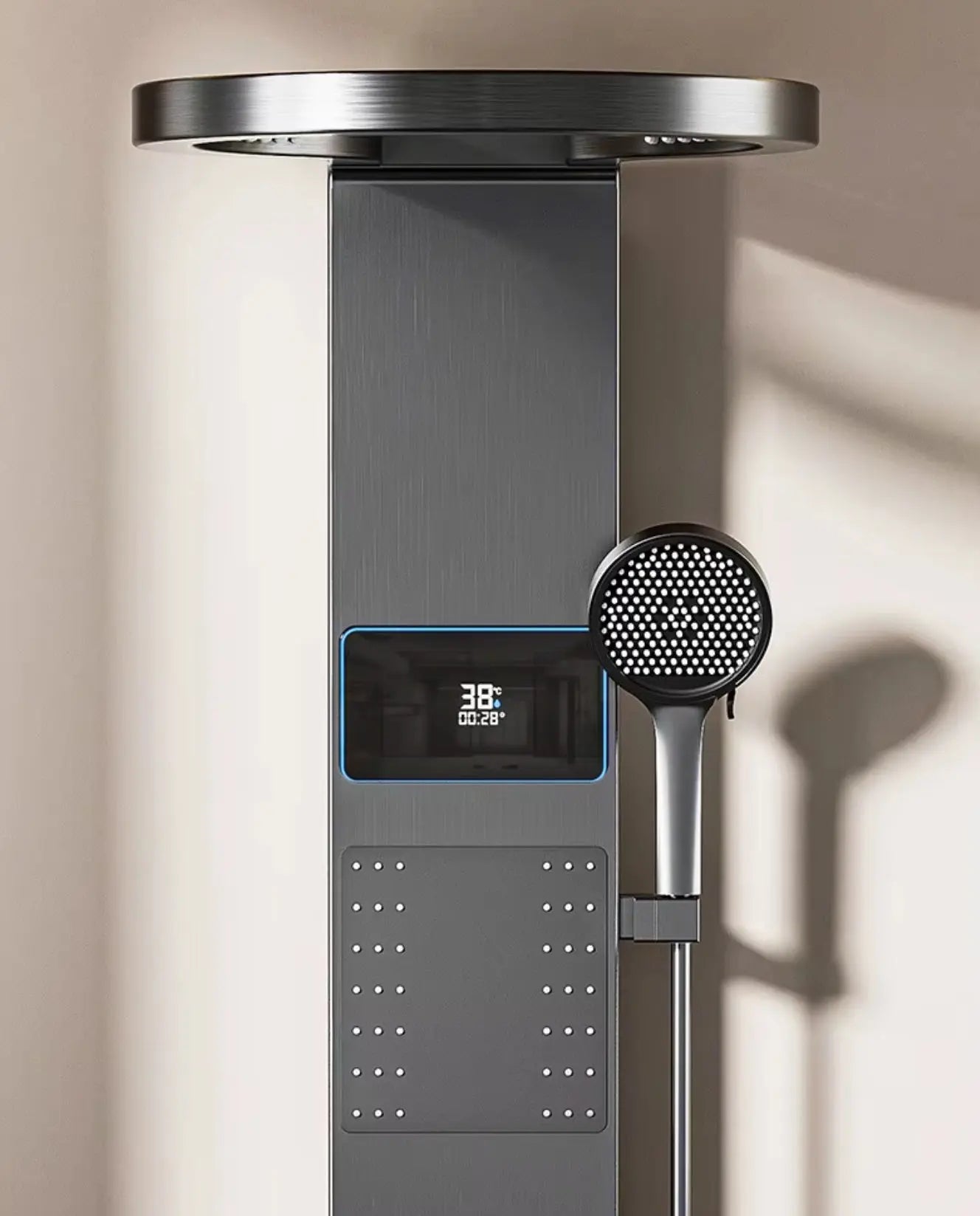 Douchepaneel Wellnessdouche SaniSupreme AquaFlow LCD Premium Gunmetal Grijs Sanisupreme