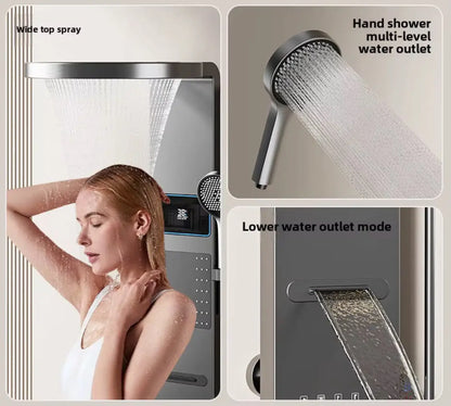 Douchepaneel Wellnessdouche SaniSupreme AquaFlow LCD Premium Gunmetal Grijs Sanisupreme