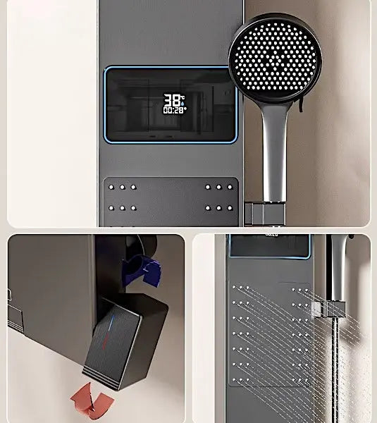 Douchepaneel Wellnessdouche SaniSupreme AquaFlow LCD Premium Gunmetal Grijs Sanisupreme