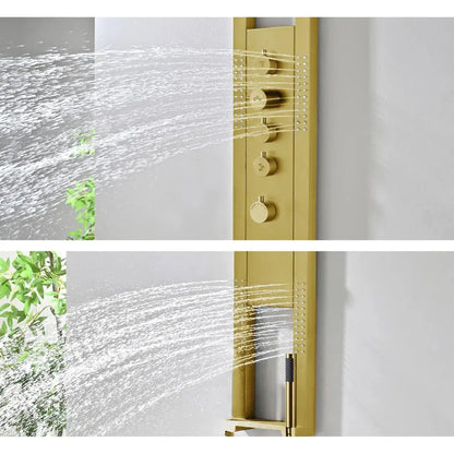 Douchepaneel Harmonia Oceano Mat Goud 2.0 Hydromassage Thermostatisch Regendouche Wellness SaniSupreme Sanisupreme
