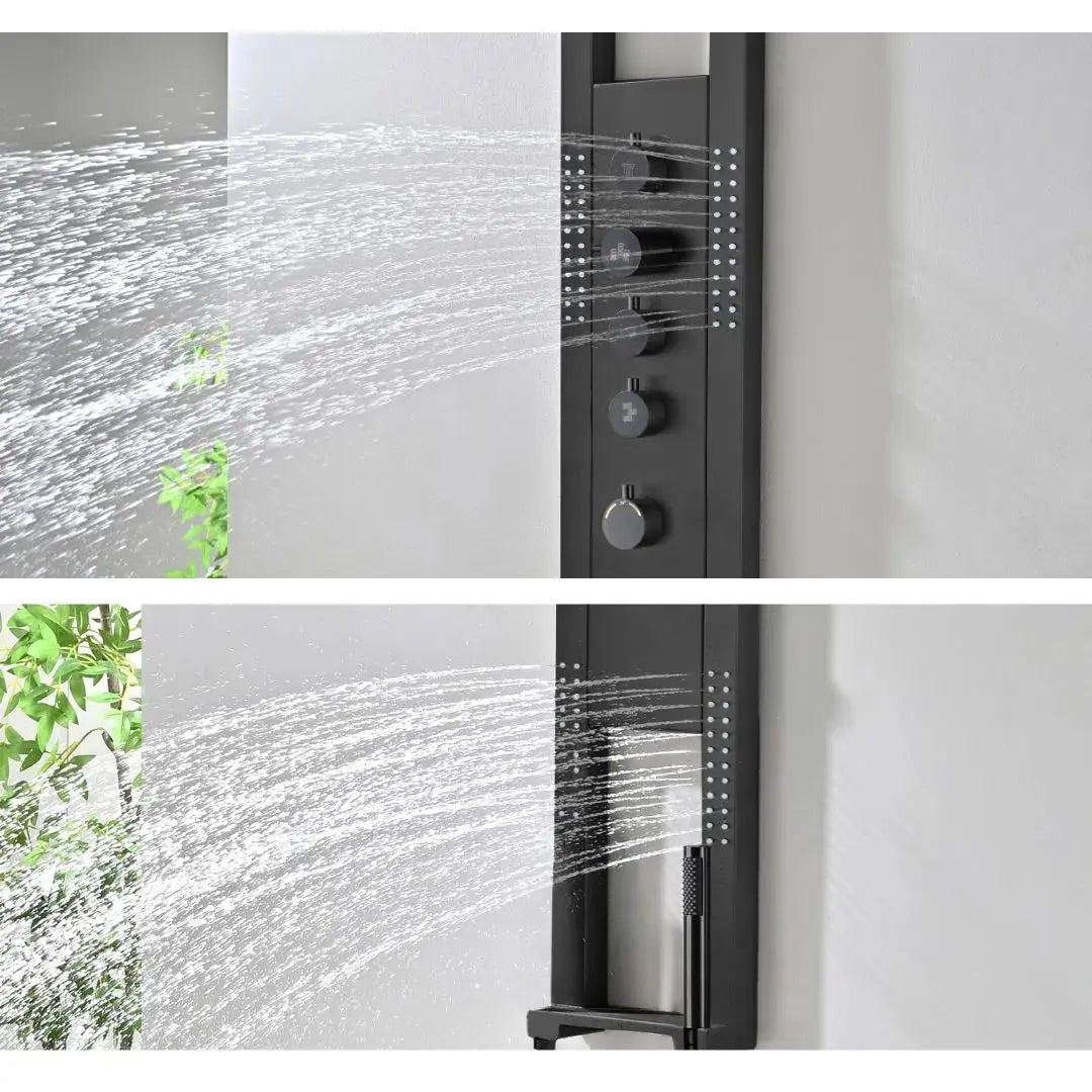 Douchepaneel Harmonia Pureza Zwart 2.0 Hydromassage Thermostatisch RVS Regendouche Wellness SaniSupreme Sanisupreme