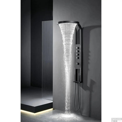 Douchepaneel Harmonia Sereno zwart Hydromassage RVS Regendouche Wellness SaniSupreme Sanisupreme