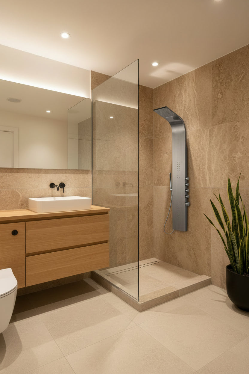 Douchepaneel Elegância RVS-304 hoofddouche met waterval functie Regendouche SaniSupreme