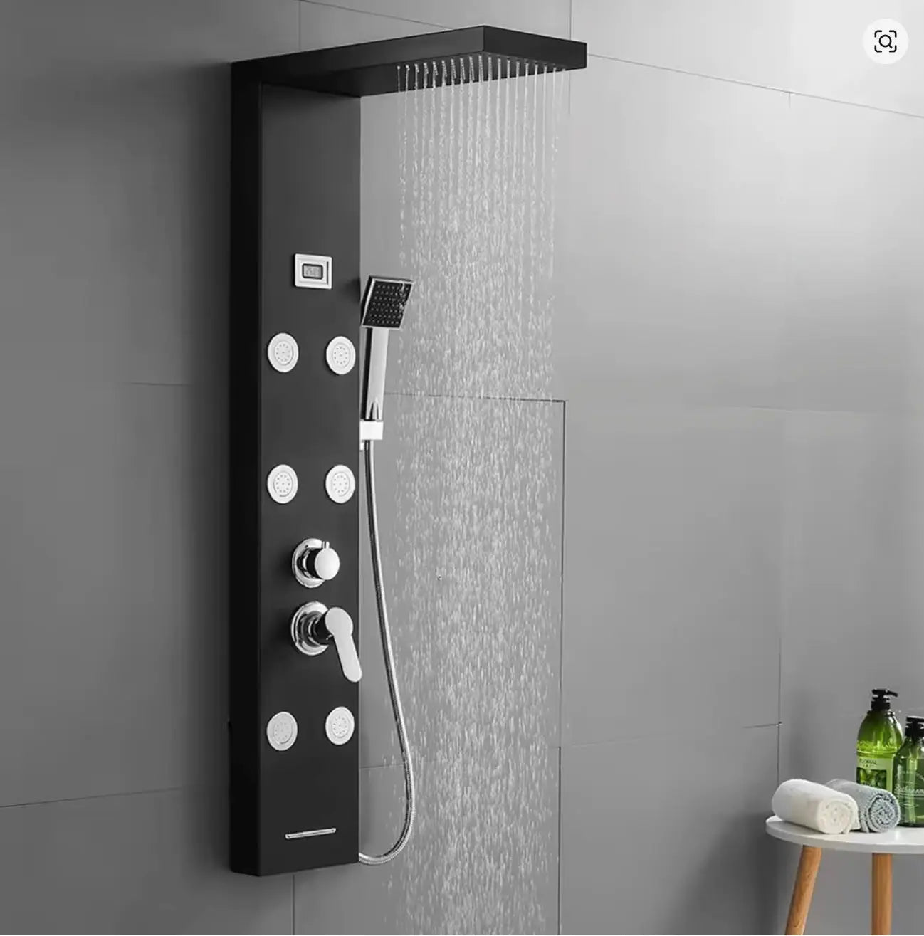 Douchepaneel Regendouche SaniSupreme Mascha Wellness LCD zwart Sanisupreme
