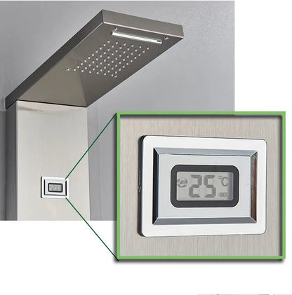 Douchepaneel Regendouche SaniSupreme Veneto zilver met LCD Display Sanisupreme