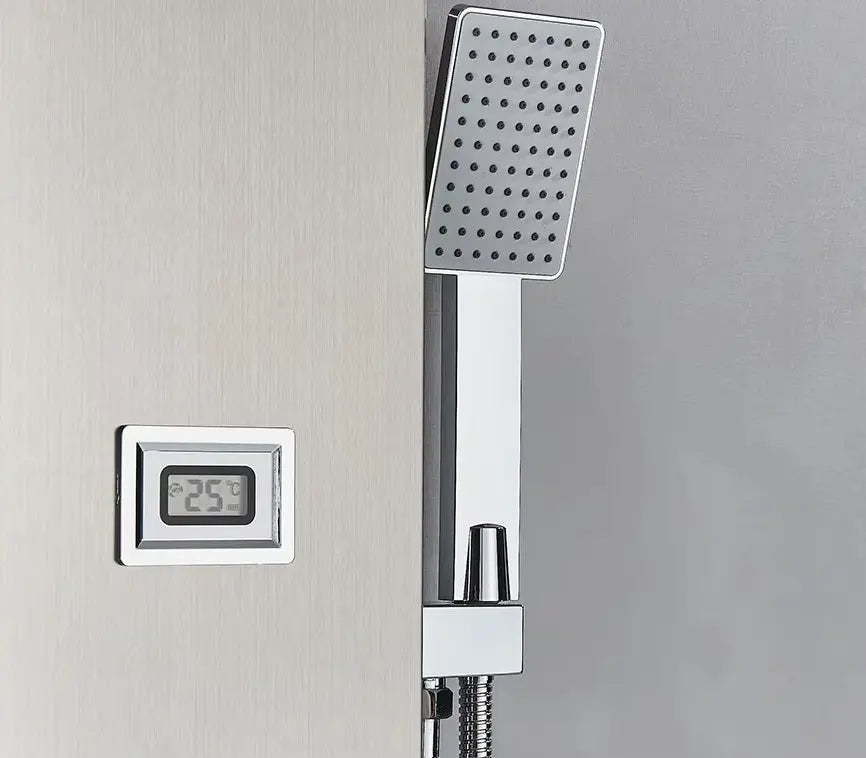 Douchepaneel Regendouche SaniSupreme Veneto zilver met LCD Display Sanisupreme