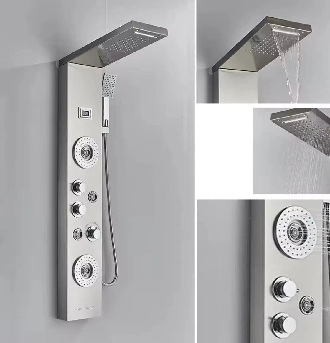 Douchepaneel Regendouche SaniSupreme Veneto zilver met LCD Display Sanisupreme
