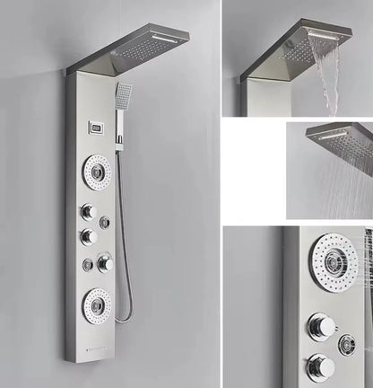Douchepaneel Regendouche SaniSupreme Veneto zilver met LCD Display Sanisupreme