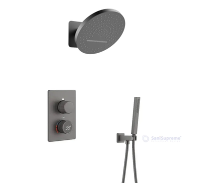 SaniSupreme AquaFlow-AeroLine Inbouw Doucheset LCD Display 30 cm Gunmetal Sanisupreme