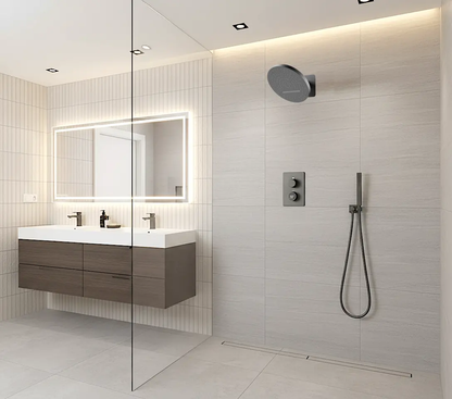 SaniSupreme AquaFlow-AeroLine Inbouw Doucheset LCD Display 30 cm Gunmetal Sanisupreme