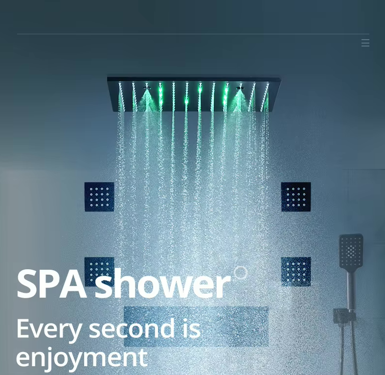 SPECIAL OFFER: SaniSupreme®SmartPulse Ceiling Thermostatic Shower Set Alicante 3-way Recessed Ceiling LED rain shower La Paz Matt Black