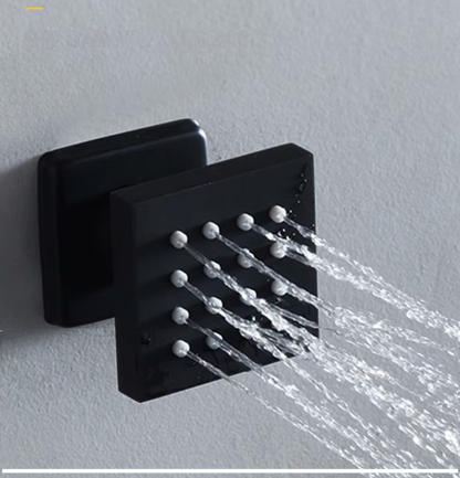 SPECIAL OFFER: SaniSupreme®SmartPulse Ceiling Thermostatic Shower Set Alicante 3-way Recessed Ceiling LED rain shower La Paz Matt Black