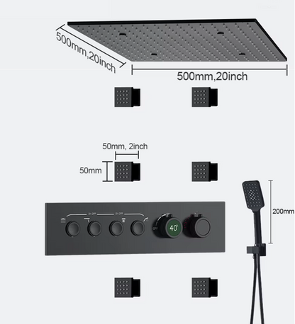 SPECIAL OFFER: SaniSupreme®SmartPulse Ceiling Thermostatic Shower Set Alicante 3-way Recessed Ceiling LED rain shower La Paz Matt Black