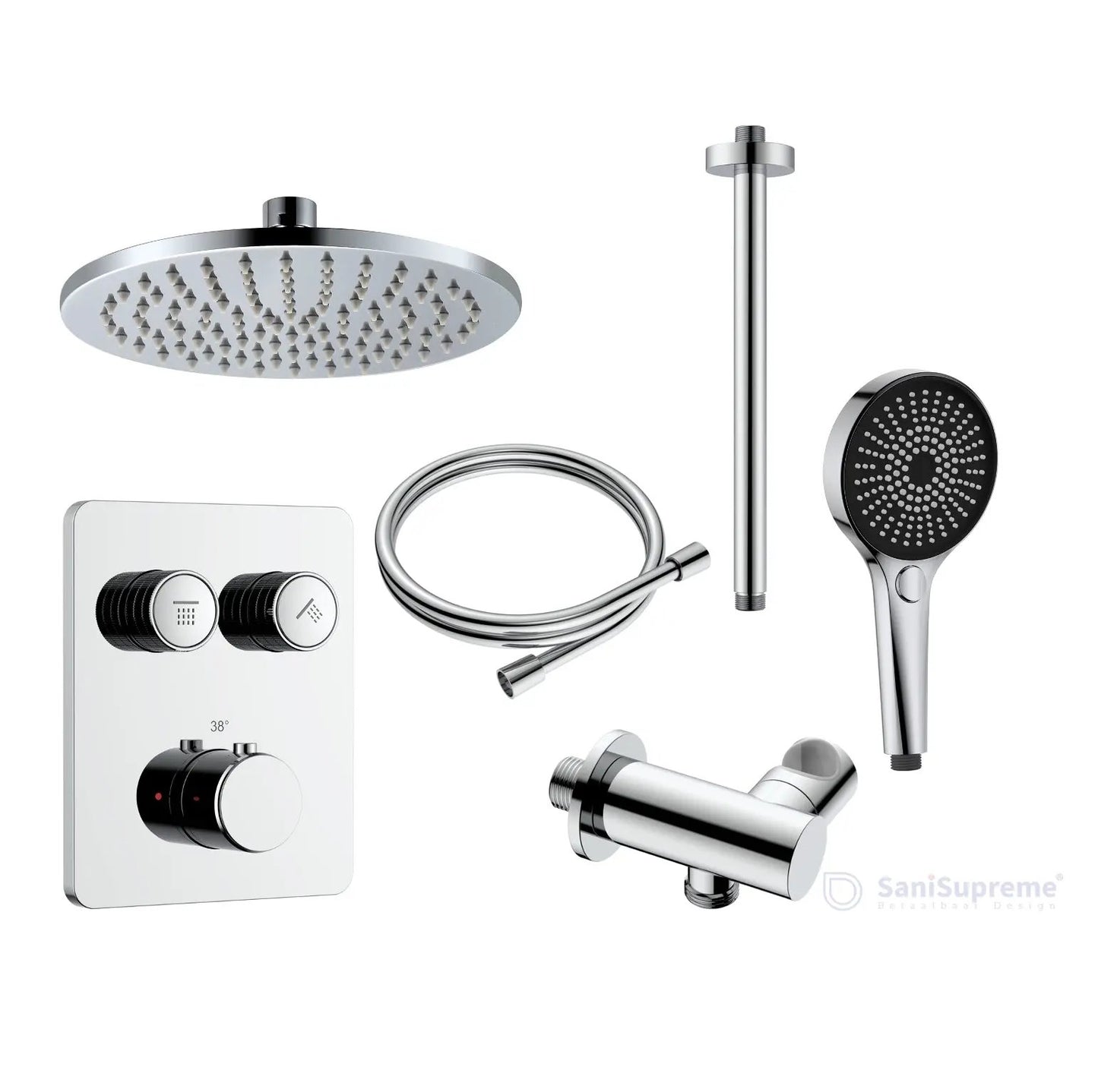 Doucheset SaniSupreme Aloni Stria Premium Chroom Glans Plafond Set A-1 Sanisupreme