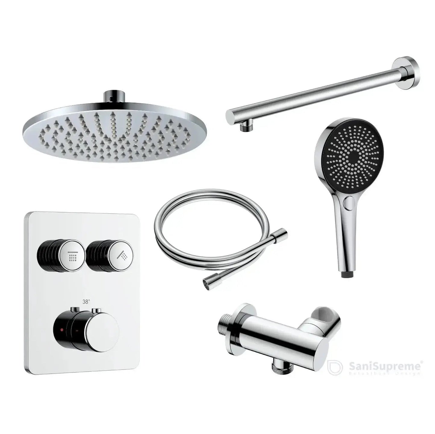 Doucheset SaniSupreme Aloni Stria Premium Chroom Glans Wand Set A-1 Sanisupreme