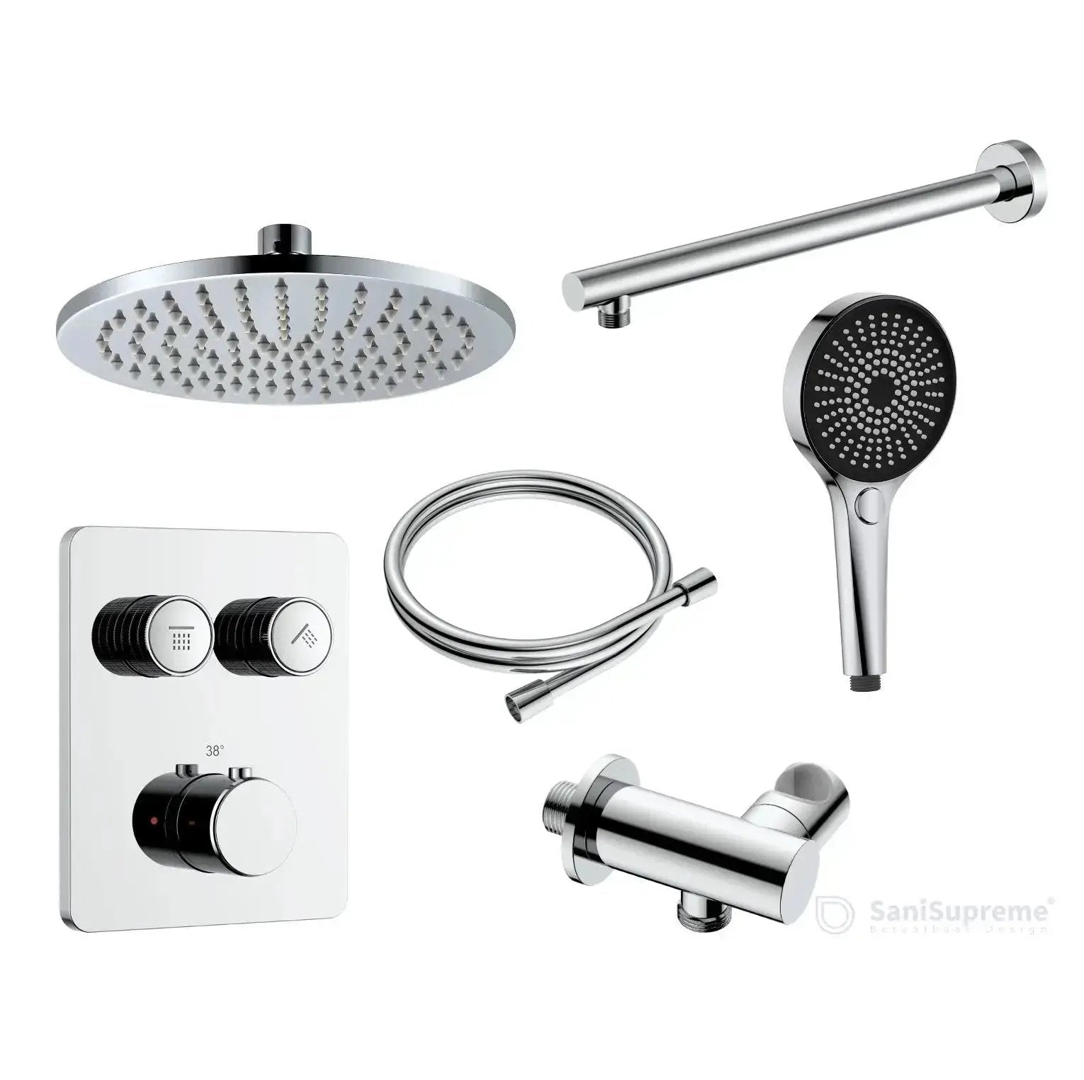 Doucheset SaniSupreme Aloni Stria Premium Chroom Glans Wand Set A-1 Sanisupreme