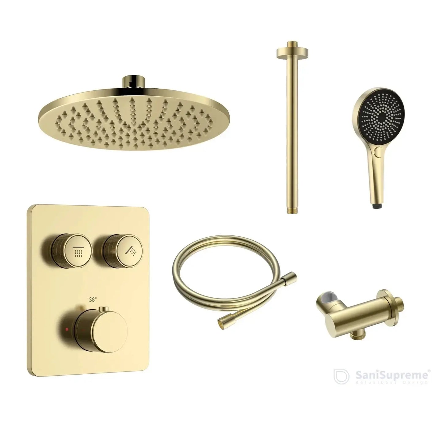 Doucheset SaniSupreme Aloni Stria Premium Geborsteld Goud Plafond Set A-1 Sanisupreme