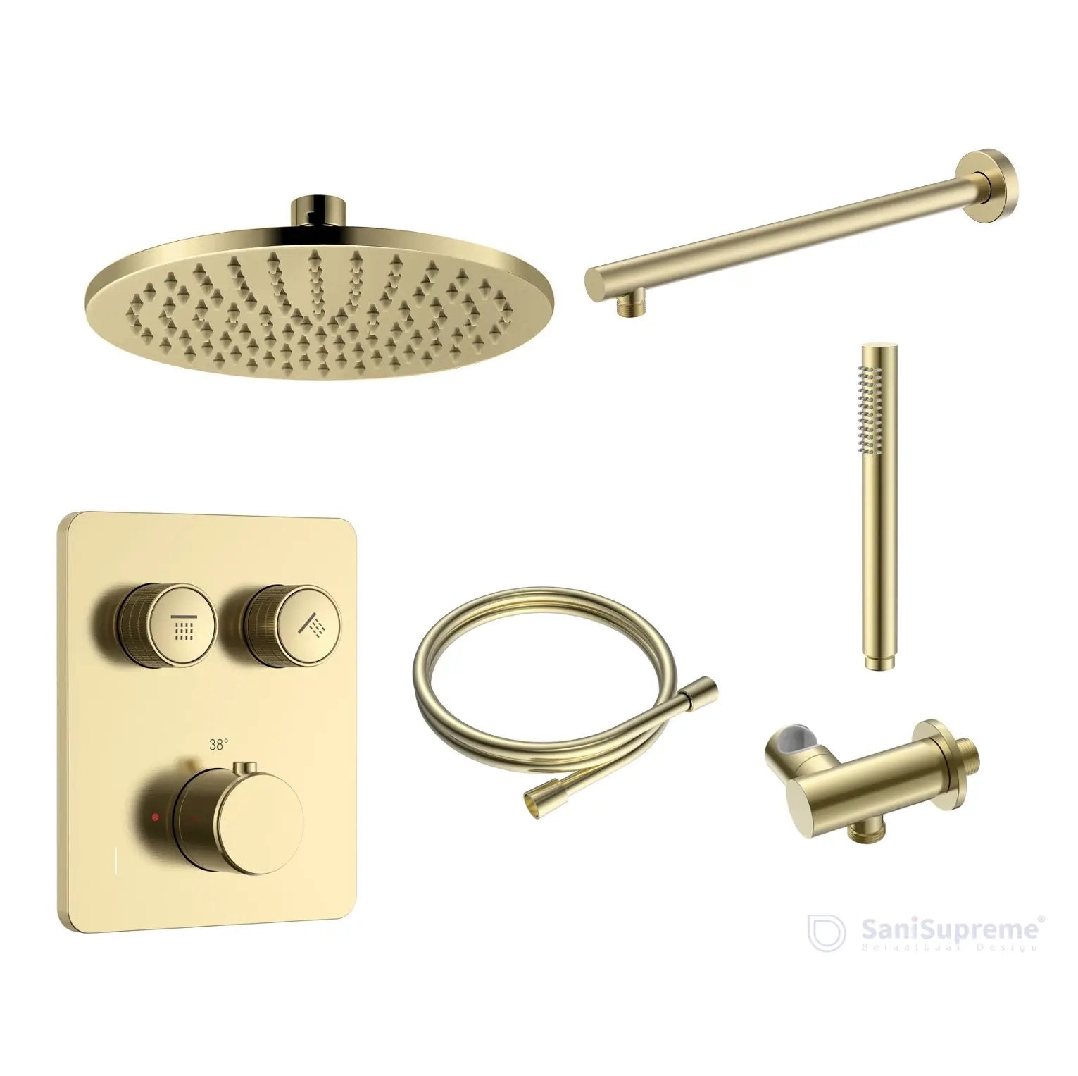 Doucheset SaniSupreme Aloni Stria Premium Geborsteld Goud Wand Set A-2 Sanisupreme