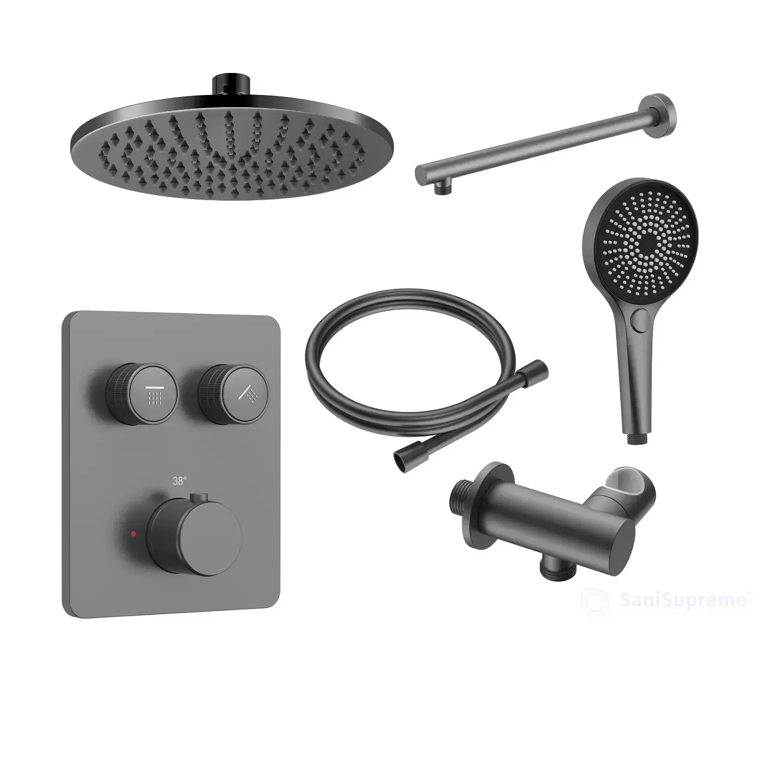 Doucheset SaniSupreme Aloni Stria Premium Gunmetal Wand Set A-1 Sanisupreme