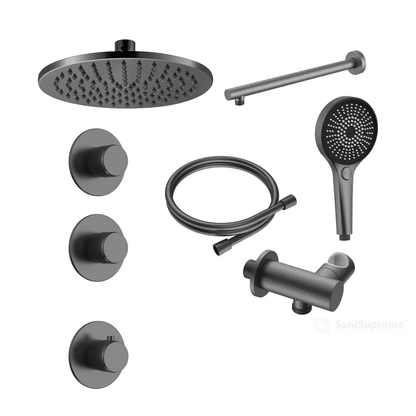 Doucheset SaniSupreme Aloni Stria Premium Slim Gunmetal Wand Set A-1 Sanisupreme