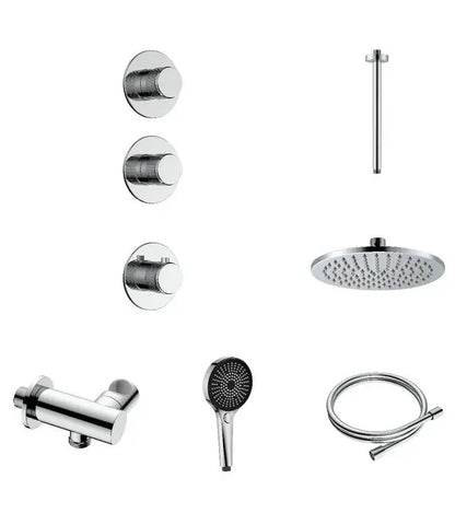 Doucheset SaniSupreme Stria CeilingRain plafond Chroom Set 2 weg