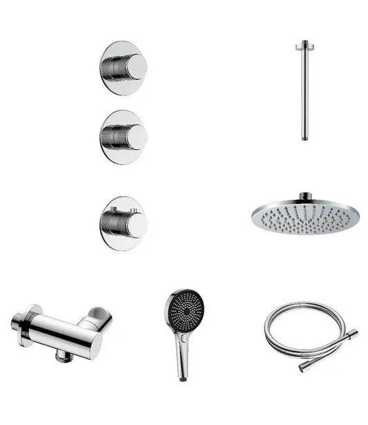 Doucheset SaniSupreme Stria CeilingRain plafond Chroom Set 2 weg