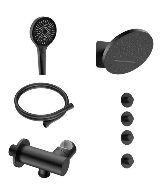 Doucheset SaniSupreme Stria ProRain 3 Mat Zwart Wand Set 3 weg