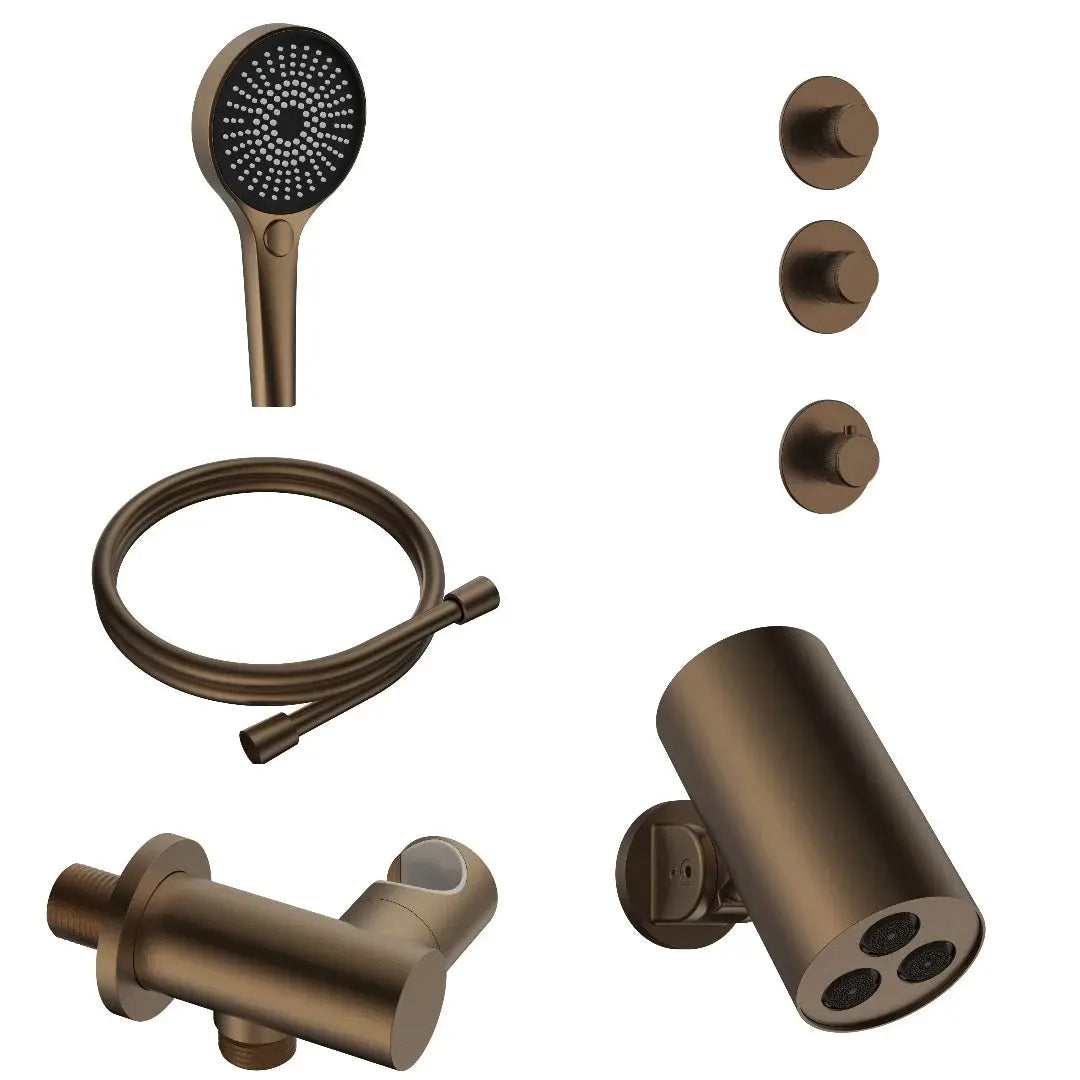 Doucheset SaniSupreme Stria ProRain Watergordijn Bruin Brons Wand Set 2 weg