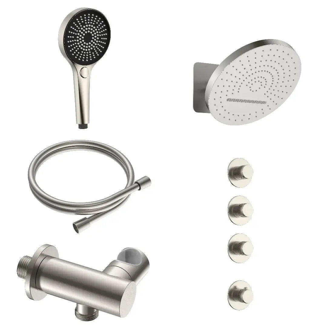 Doucheset SaniSupreme Stria ProRain Waterval Geborsteld RVS Wand Set 3 weg Sanisupreme