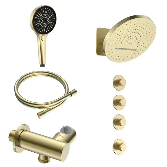 Doucheset SaniSupreme Stria ProRain Waterval Geborsteld Goud Wand Set 3 weg Sanisupreme