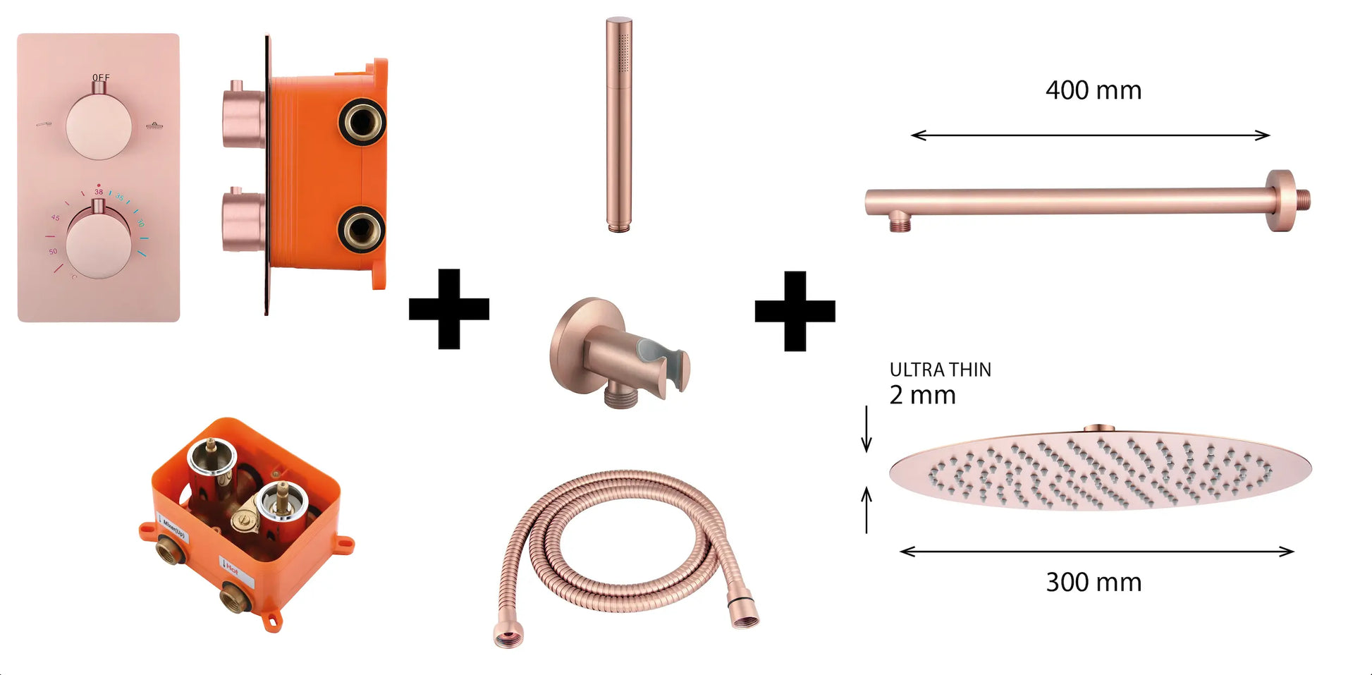 Doucheset Best Design HighLine Series Lyon Salvador inbouw 2 weg regendoucheset mat rosé goud SaniSupreme